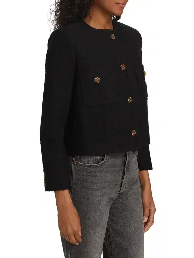 Ba&sh Women's Meredith Tweed Cotton-Blend Jacket - Noir | Thumbnail 4