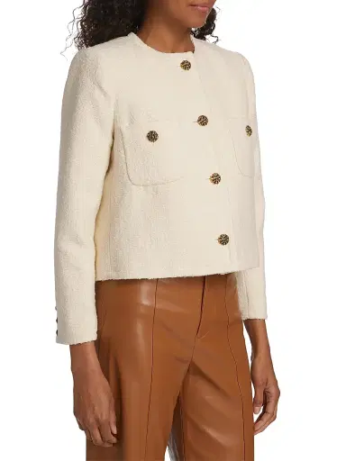 Ba&sh Women's Meredith Tweed Cotton-Blend Jacket - Ecru - Size Large | Thumbnail 4