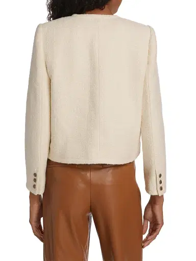 Ba&sh Women's Meredith Tweed Cotton-Blend Jacket - Ecru - Size Large | Thumbnail 5