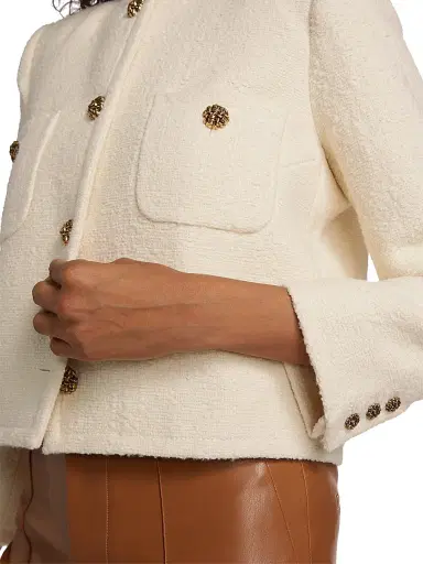 Ba&sh Women's Meredith Tweed Cotton-Blend Jacket - Ecru - Size Large | Thumbnail 6