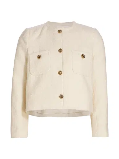 Ba&sh Women's Meredith Tweed Cotton-Blend Jacket - Ecru - Size Large | Thumbnail 1