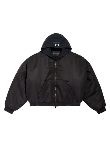 Balenciaga Men's Hooded Bomber Jacket - Black - Size 6 | Thumbnail 1 Balenciaga Men's Hooded Bomber Jacket - Black - Size 6 | Thumbnail 1