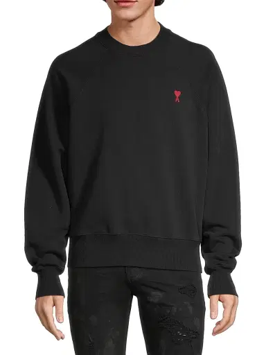 AMI PARIS Men's Ami De Coeur Logo Sweatshirt - Noir - Size XXL | Thumbnail 3 AMI PARIS Men's Ami De Coeur Logo Sweatshirt - Noir - Size XXL | Thumbnail 3