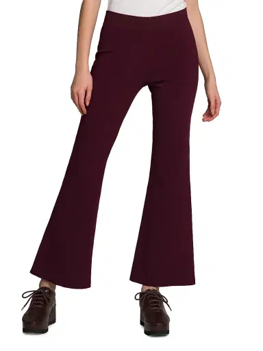 Stella McCartney Women's Compact Knit Kick-Flare Pants - Bordeaux | Thumbnail 3 Stella McCartney Women's Compact Knit Kick-Flare Pants - Bordeaux | Thumbnail 3