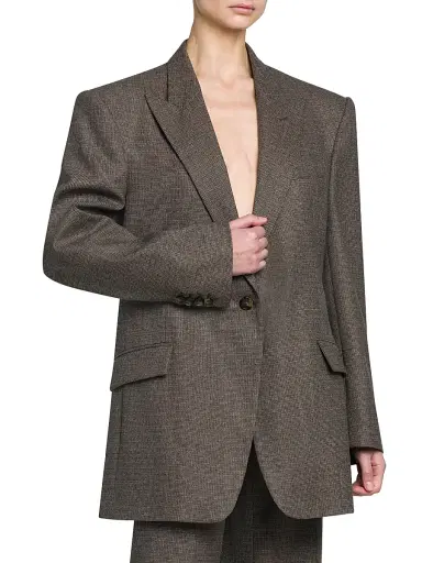 Stella McCartney Women's Wool Oversized Blazer - Camel Grey | Thumbnail 4 Stella McCartney Women's Wool Oversized Blazer - Camel Grey | Thumbnail 4