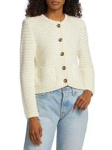 Ba&sh Women's Gaspard Cotton-Blend Cardigan - Ecru - Size XL | Thumbnail 3 Ba&sh Women's Gaspard Cotton-Blend Cardigan - Ecru - Size XL | Thumbnail 3