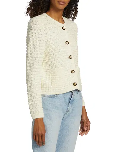 Ba&sh Women's Gaspard Cotton-Blend Cardigan - Ecru - Size XL | Thumbnail 4 Ba&sh Women's Gaspard Cotton-Blend Cardigan - Ecru - Size XL | Thumbnail 4