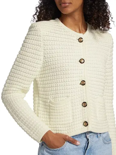 Ba&sh Women's Gaspard Cotton-Blend Cardigan - Ecru - Size XL | Thumbnail 6 Ba&sh Women's Gaspard Cotton-Blend Cardigan - Ecru - Size XL | Thumbnail 6