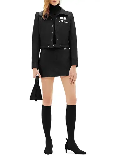 Courrèges Women's Reedition Vinyl A-Line Miniskirt - Black | Thumbnail 2