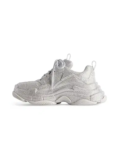 Balenciaga Women's Triple S Sneakers with Rhinestones - Light Grey | Thumbnail 6