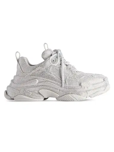 Balenciaga Women's Triple S Sneakers with Rhinestones - Light Grey | Thumbnail 1