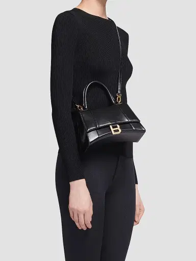 Balenciaga Women's Hourglass Small Box Leather Top Handle Bag - Black | Thumbnail 6 Balenciaga Women's Hourglass Small Box Leather Top Handle Bag - Black | Thumbnail 6