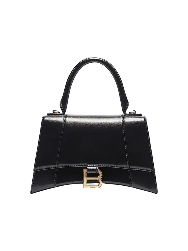 Balenciaga Women's Hourglass  Box Leather Top Handle Bag - Black