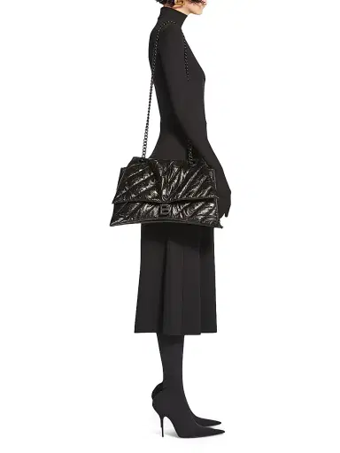 Balenciaga Women's Crush Chain Bag Quilted - Black | Thumbnail 3 Balenciaga Women's Crush Chain Bag Quilted - Black | Thumbnail 3