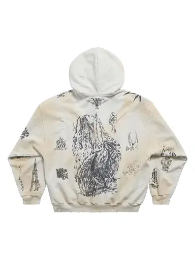Balenciaga Tat Zip-Up Hoodie - Off White Black | Thumbnail 2