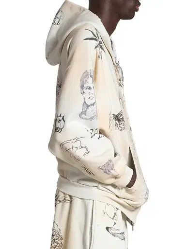 Balenciaga Tat Zip-Up Hoodie - Off White Black | Thumbnail 5