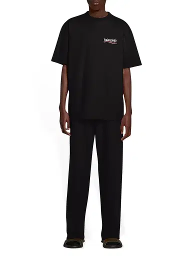 Balenciaga Men's Political Campaign T-Shirt Large Fit - Dirty White Black Blue - Size XXL | Thumbnail 2