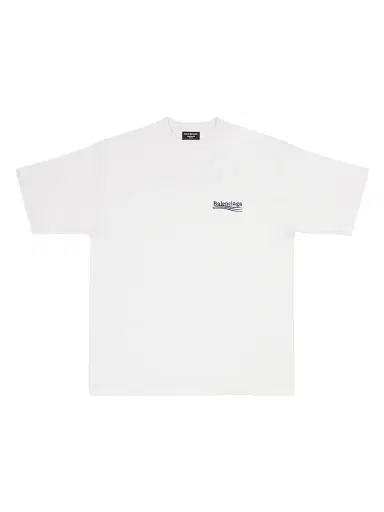 Balenciaga Men's Political Campaign T-Shirt Large Fit - Dirty White Black Blue - Size XXL | Thumbnail 1