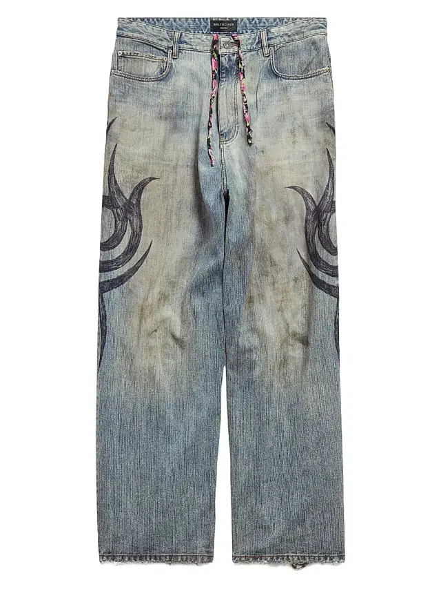 Balenciaga Men's Y2k Stretched Knee Baggy Pants - Light Blue