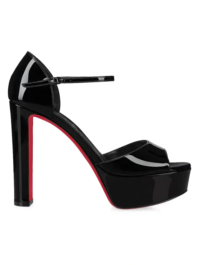 Christian Louboutin Women's Sandaloo Patent Leather 130MM Sandals - Black