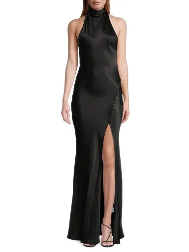 Sau Lee Women's Penelope Satin Halter Gown - Black - Size 14 | Thumbnail 3 Sau Lee Women's Penelope Satin Halter Gown - Black - Size 14 | Thumbnail 3