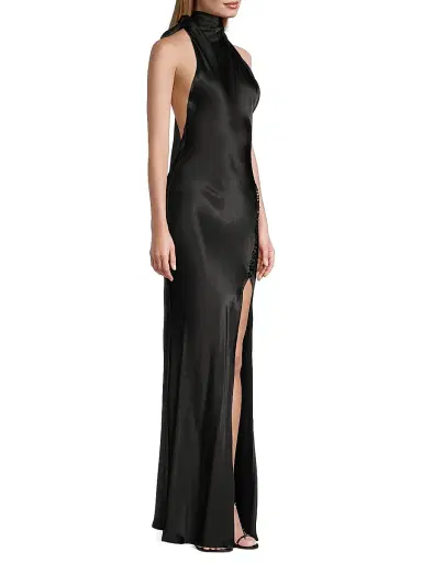 Sau Lee Women's Penelope Satin Halter Gown - Black - Size 14 | Thumbnail 4 Sau Lee Women's Penelope Satin Halter Gown - Black - Size 14 | Thumbnail 4
