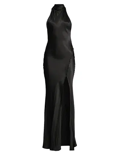 Sau Lee Women's Penelope Satin Halter Gown - Black - Size 14 | Thumbnail 1 Sau Lee Women's Penelope Satin Halter Gown - Black - Size 14 | Thumbnail 1