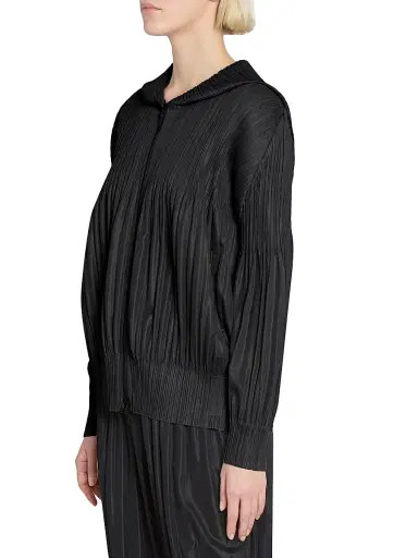 Pleats Please Issey Miyake Women's Interplanetary Fluffy Basics Hoodie - Black - Size Large | Thumbnail 4