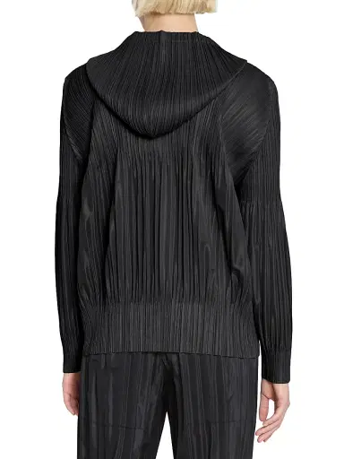 Pleats Please Issey Miyake Women's Interplanetary Fluffy Basics Hoodie - Black - Size Large | Thumbnail 5