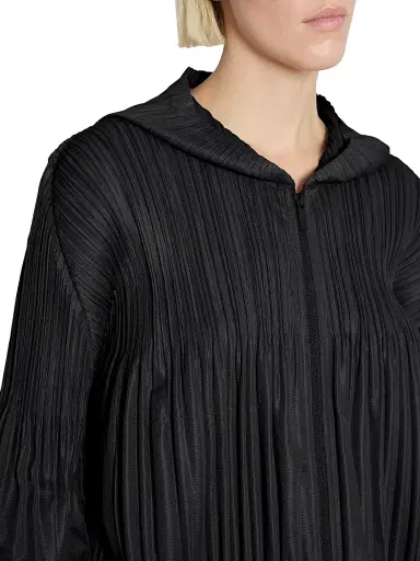 Pleats Please Issey Miyake Women's Interplanetary Fluffy Basics Hoodie - Black - Size Large | Thumbnail 6