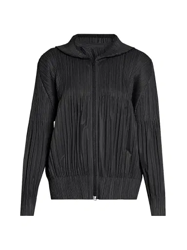 Pleats Please Issey Miyake Women's Interplanetary Fluffy Basics Hoodie - Black - Size Large | Thumbnail 1