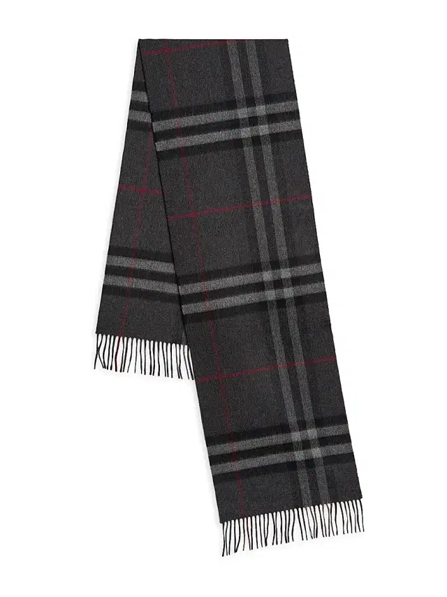 Burberry Men's Giant Check Cashmere Scarf - Charcoal