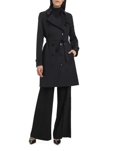 Burberry Women's Kensington Belted Double-Breasted Trench Coat - Midnight - Size 14 | Thumbnail 2 Burberry Women's Kensington Belted Double-Breasted Trench Coat - Midnight - Size 14 | Thumbnail 2