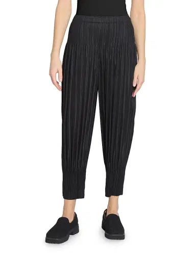 Pleats Please Issey Miyake Women's Interplanetary Fluffy Basics Pants - Black - Size Large | Thumbnail 2