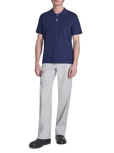 Jacquemus Men's Knit Loose-Fit Polo Shirt - Dark Navy | Thumbnail 2