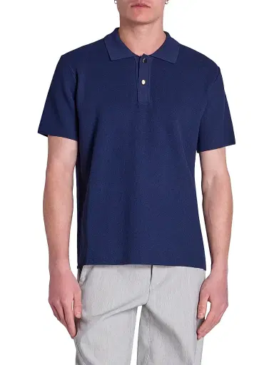 Jacquemus Men's Knit Loose-Fit Polo Shirt - Dark Navy | Thumbnail 3