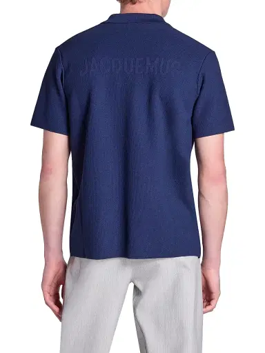 Jacquemus Men's Knit Loose-Fit Polo Shirt - Dark Navy | Thumbnail 5