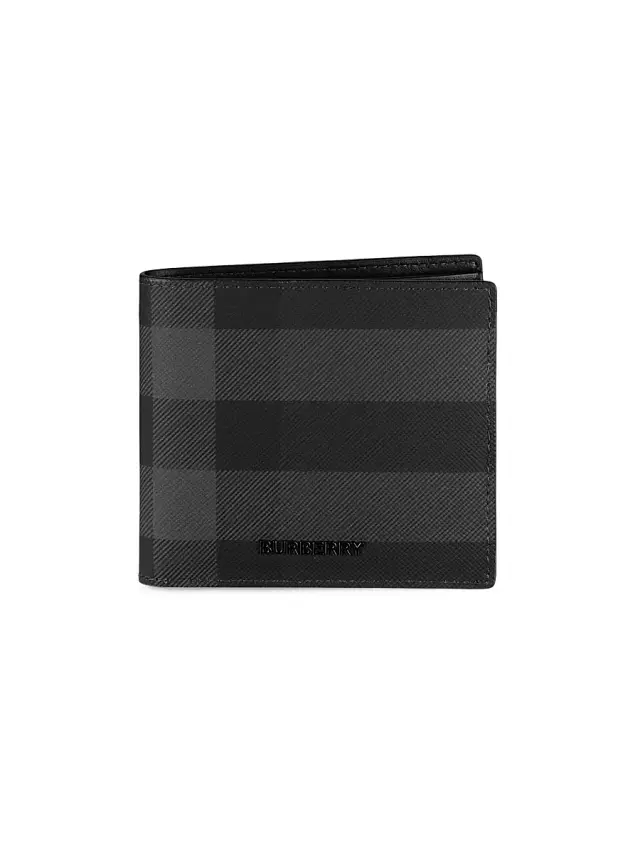 Burberry Men's Check Bifold Wallet - Charcoal