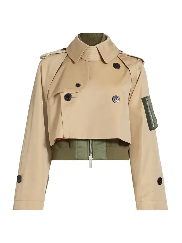 Women's Trench Bomber Crop Jacket - Beige
