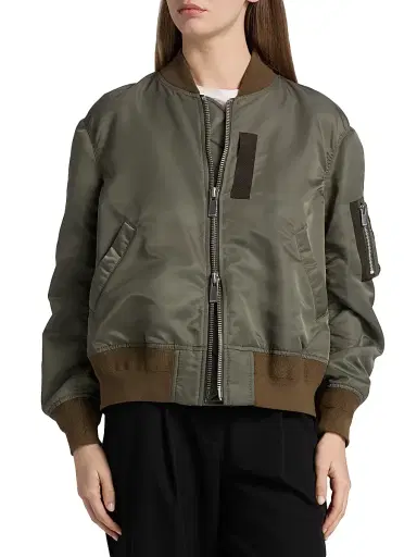 sacai Women's Twill Bomber Jacket - Taupe | Thumbnail 3 sacai Women's Twill Bomber Jacket - Taupe | Thumbnail 3