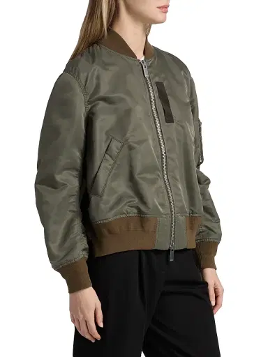 sacai Women's Twill Bomber Jacket - Taupe | Thumbnail 4 sacai Women's Twill Bomber Jacket - Taupe | Thumbnail 4
