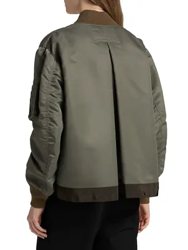 sacai Women's Twill Bomber Jacket - Taupe | Thumbnail 5 sacai Women's Twill Bomber Jacket - Taupe | Thumbnail 5