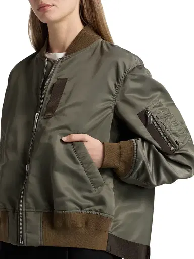 sacai Women's Twill Bomber Jacket - Taupe | Thumbnail 6 sacai Women's Twill Bomber Jacket - Taupe | Thumbnail 6