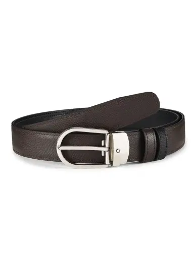 Montblanc Men's Horseshoe Cut-to-Size Leather Belt - Black | Thumbnail 2 Montblanc Men's Horseshoe Cut-to-Size Leather Belt - Black | Thumbnail 2