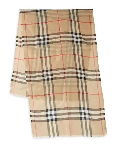 Burberry Women's Giant Check Gauze Scarf - Heritage Stone | Thumbnail 2 Burberry Women's Giant Check Gauze Scarf - Heritage Stone | Thumbnail 2