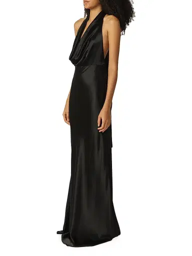 Sau Lee Women's Pearl Satin Cowl-Neck Gown - Black | Thumbnail 5 Sau Lee Women's Pearl Satin Cowl-Neck Gown - Black | Thumbnail 5