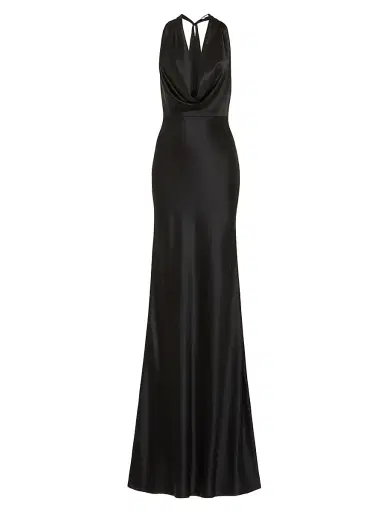 Sau Lee Women's Pearl Satin Cowl-Neck Gown - Black | Thumbnail 1 Sau Lee Women's Pearl Satin Cowl-Neck Gown - Black | Thumbnail 1