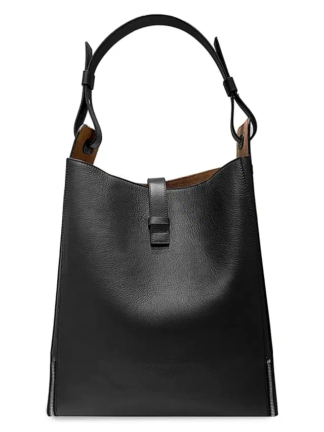Men's Dome  Leather Tote Bag - Black
