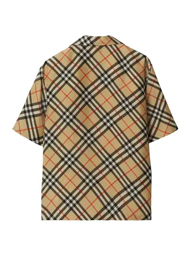 Burberry Men's Check Silk Camp Shirt | Thumbnail 2