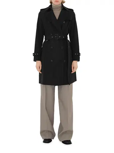 Burberry Women's Kensington Belted Double-Breasted Logo Coat | Thumbnail 2